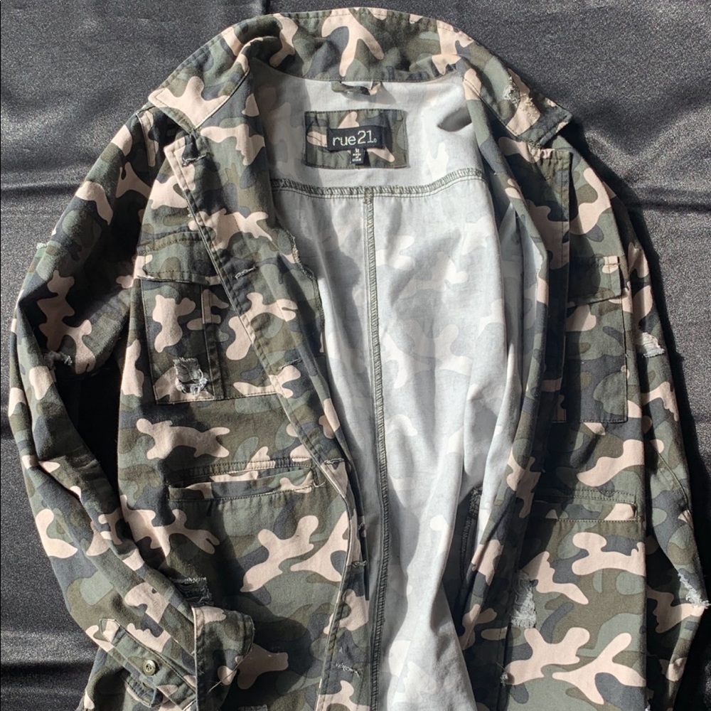 Camo distressed jacket